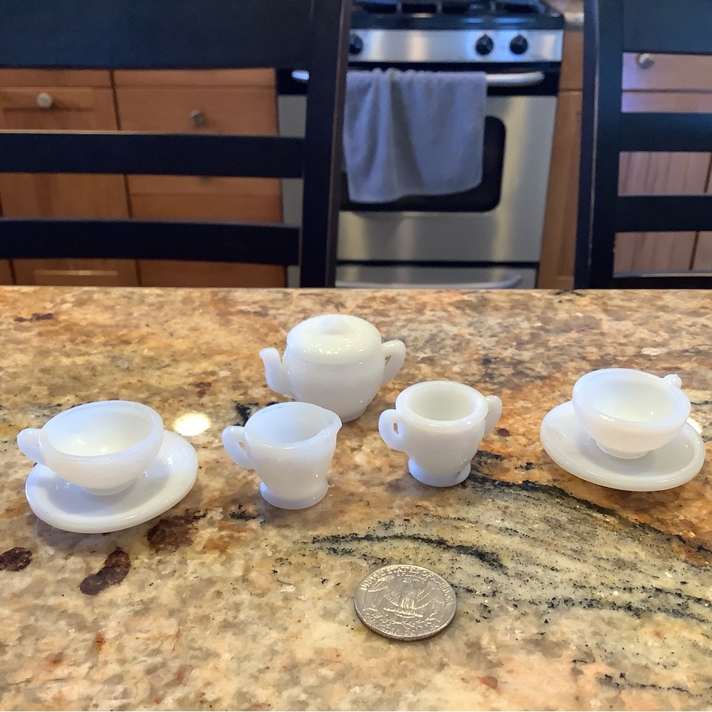 Tiny white teaset